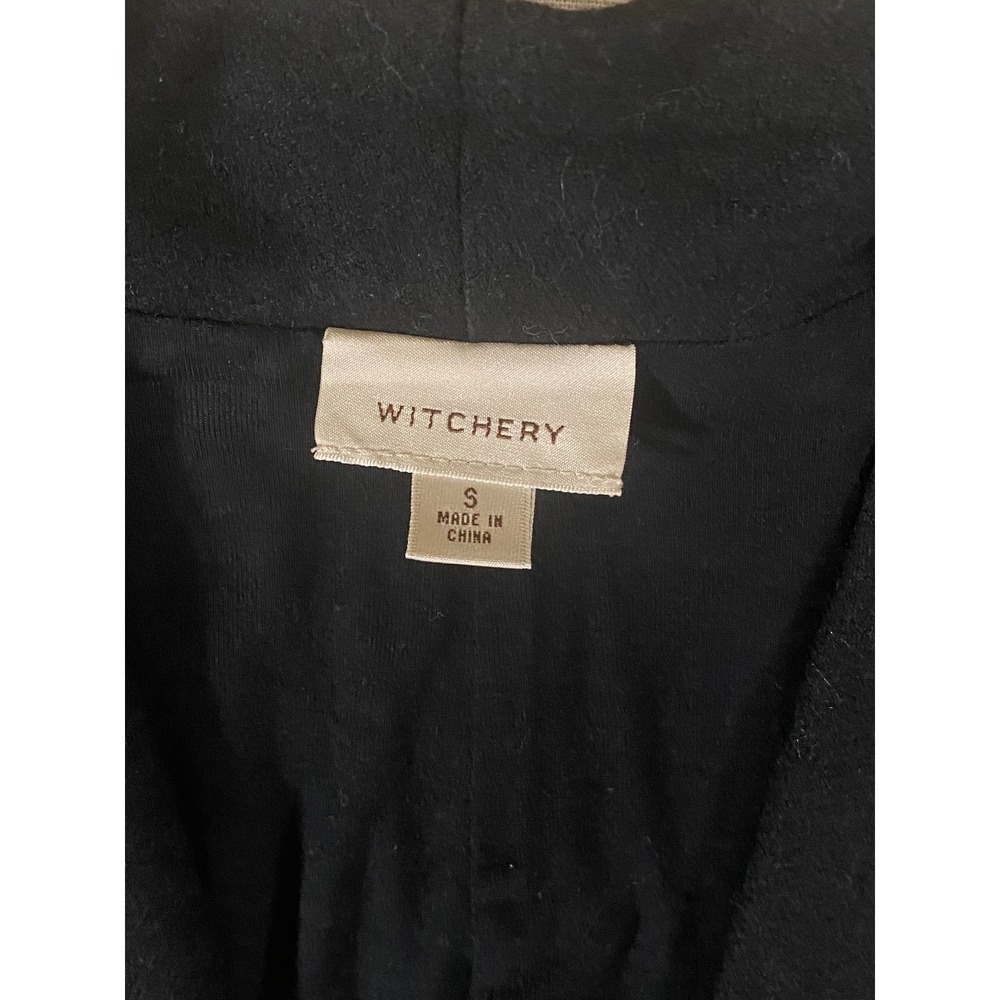 Witchery Womens Black Wool Blend Sleeveless Vest Shawl Collar Zip Pocket Size S - Picture 3 of 7
